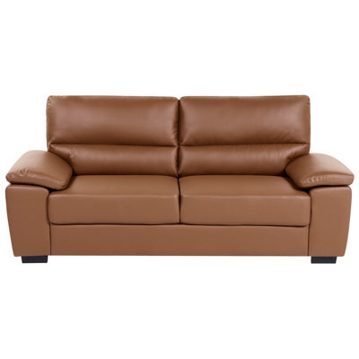Beliani Sofa 3 Seater Vogar Faux Leather Golden Brown - image 1