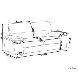 Beliani Sofa 3 Seater Vogar Faux Leather Golden Brown - thumbnail 3
