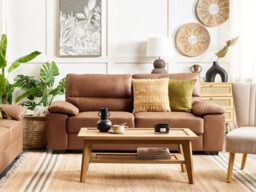 Beliani Sofa 3 Seater Vogar Faux Leather Golden Brown - thumbnail 2