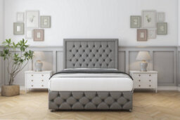 "Sloomy Vienna Pewter Dumfries Divan Bed 4 Drawers-54"" Floor Standing Headboard & 12"" Footboard 6' Super King" - thumbnail 2