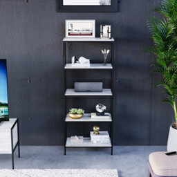 Lassic Vida Designs Brooklyn Grey 5 Tier Bookcase Industrial Freestanding Shelving Unit (H)1440mm (W)600mm (D)300mm - thumbnail 5