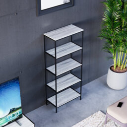 Lassic Vida Designs Brooklyn Grey 5 Tier Bookcase Industrial Freestanding Shelving Unit (H)1440mm (W)600mm (D)300mm - thumbnail 7