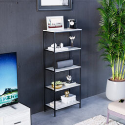 Lassic Vida Designs Brooklyn Grey 5 Tier Bookcase Industrial Freestanding Shelving Unit (H)1440mm (W)600mm (D)300mm - thumbnail 1