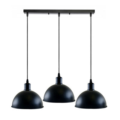 Vintage Industrial Black 3 Head Pendant Ceiling Light Metal Dome Shade For Dining Room Bar - image 1