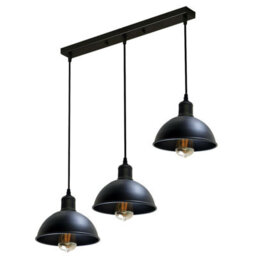 Vintage Industrial Black 3 Head Pendant Ceiling Light Metal Dome Shade For Dining Room Bar - thumbnail 6