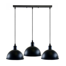 Vintage Industrial Black 3 Head Pendant Ceiling Light Metal Dome Shade For Dining Room Bar