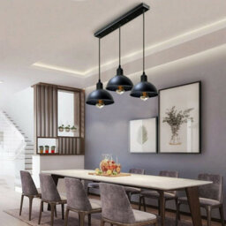 Vintage Industrial Black 3 Head Pendant Ceiling Light Metal Dome Shade For Dining Room Bar - thumbnail 3