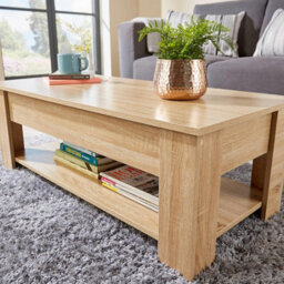 Home Source Orlando Lift Up Undershelf Storage Coffee Table Natural - thumbnail 3
