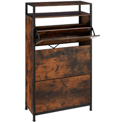 Tectake Slim Rack - 2 Storage Shelves, 3 Tilt Drawers With 2 Racks Per, Industrial Style - 61 Cm - Industrial Wood Dark, Rustic - image 1