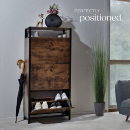 Tectake Slim Rack - 2 Storage Shelves, 3 Tilt Drawers With 2 Racks Per, Industrial Style - 61 Cm - Industrial Wood Dark, Rustic - thumbnail 8