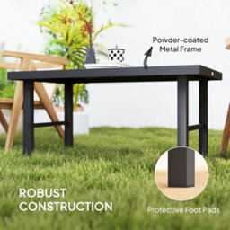 Outsunny Garden Coffee Table With Spc Woodgrain Tabletop, Brown Wood Effect - thumbnail 5