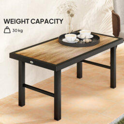 Outsunny Garden Coffee Table With Spc Woodgrain Tabletop, Brown Wood Effect - thumbnail 6