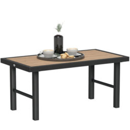 Outsunny Garden Coffee Table With Spc Woodgrain Tabletop, Brown Wood Effect - thumbnail 2
