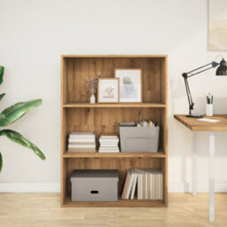 Berkfield Bookcase Artisian Oak 80X30X114 Cm Engineered Wood - thumbnail 3