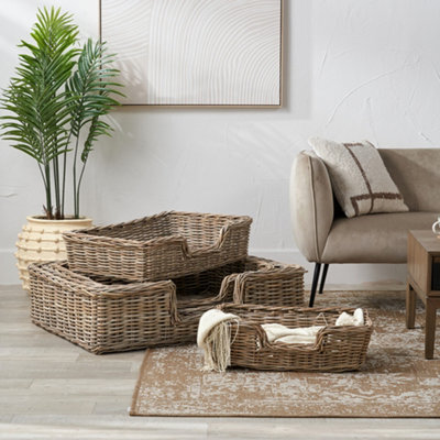 Pacific Lifestyle Tobs Grey Kubu Rattan Dog Beds Set Of 5 - image 1