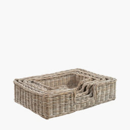 Pacific Lifestyle Tobs Grey Kubu Rattan Dog Beds Set Of 5 - thumbnail 4