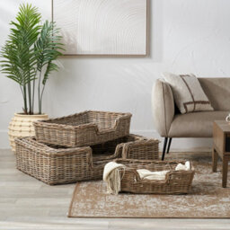 Pacific Lifestyle Tobs Grey Kubu Rattan Dog Beds Set Of 5