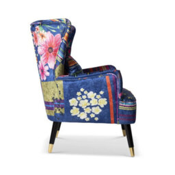 Fabric Purple Patchwork Accent Wingback Chair - thumbnail 5