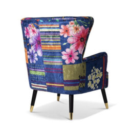 Fabric Purple Patchwork Accent Wingback Chair - thumbnail 4