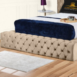 UKBEDFURNITURE Ambassador Beige Plush Valvet Upholstered Bed Frame Only- Blackboard - 54 Inch Headboard - thumbnail 3