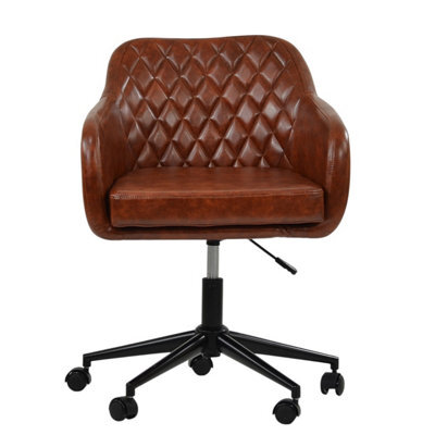 Lakeland Furniture Langham Vintage Brown Faux Leather Black Base Office Chair - image 1