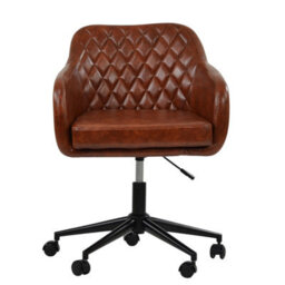 Lakeland Furniture Langham Vintage Brown Faux Leather Black Base Office Chair - thumbnail 1