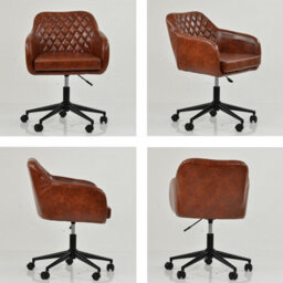 Lakeland Furniture Langham Vintage Brown Faux Leather Black Base Office Chair - thumbnail 2