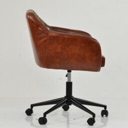 Lakeland Furniture Langham Vintage Brown Faux Leather Black Base Office Chair - thumbnail 5