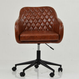 Lakeland Furniture Langham Vintage Brown Faux Leather Black Base Office Chair - thumbnail 3