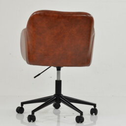 Lakeland Furniture Langham Vintage Brown Faux Leather Black Base Office Chair - thumbnail 6