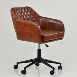 Lakeland Furniture Langham Vintage Brown Faux Leather Black Base Office Chair - thumbnail 4