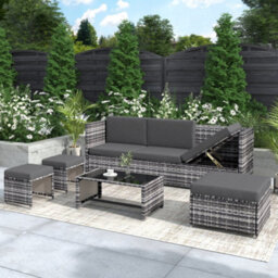 Btm Garden Lounge Set Rattan Sofa Patio Furniture Set Seating Group In Grey - thumbnail 1
