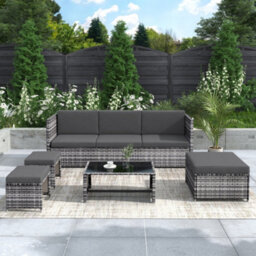 Btm Garden Lounge Set Rattan Sofa Patio Furniture Set Seating Group In Grey - thumbnail 2