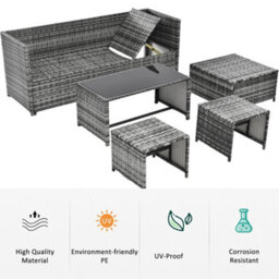 Btm Garden Lounge Set Rattan Sofa Patio Furniture Set Seating Group In Grey - thumbnail 8