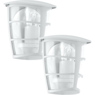 2 Pack Ip44 Outdoor White Glass Lanterns - Modern Porch Lights With E27 Bulbs - image 1