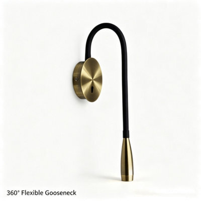 Amorly Bedside Reading Wall Light Adjustable Hose Wall Lamp With Switch 360 Rotating 3W - 6000K Bedroom Wall Lamps,antique Bronze - image 1