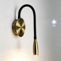 Amorly Bedside Reading Wall Light Adjustable Hose Wall Lamp With Switch 360 Rotating 3W - 6000K Bedroom Wall Lamps,antique Bronze - thumbnail 5
