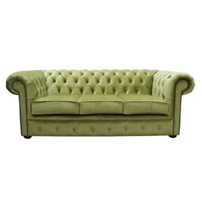 Chesterfield Genuine 3 Seater Sofa Settee Tuscany Pistachio Green In Classic Style - image 1
