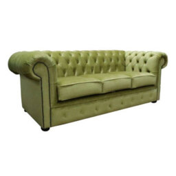 Chesterfield Genuine 3 Seater Sofa Settee Tuscany Pistachio Green In Classic Style - thumbnail 2