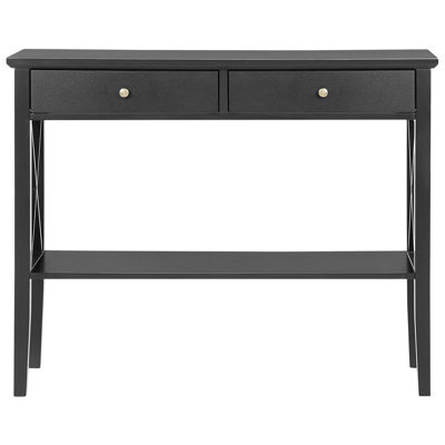 Wyld And Coco Black Retro Console Table 2 Drawers 100 X 35 Cm - image 1
