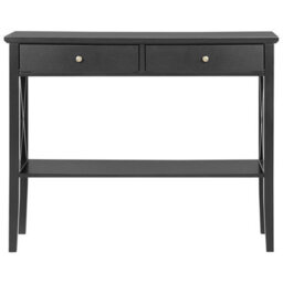 Wyld And Coco Black Retro Console Table 2 Drawers 100 X 35 Cm - thumbnail 1