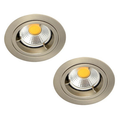 Litecraft 2 Pack Satin Chrome Modern Ip20 Fire Rated Fixed Downlights - image 1