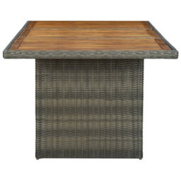 Berkfield Garden Table Brown Poly Rattan And Solid Acacia Wood - thumbnail 3