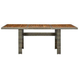 Berkfield Garden Table Brown Poly Rattan And Solid Acacia Wood - thumbnail 2