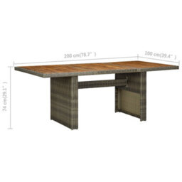 Berkfield Garden Table Brown Poly Rattan And Solid Acacia Wood - thumbnail 6