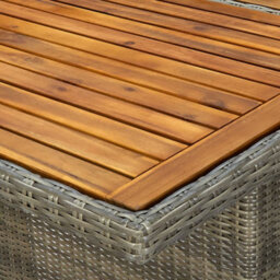Berkfield Garden Table Brown Poly Rattan And Solid Acacia Wood - thumbnail 5