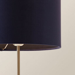Valuelights Charles Brushed Chrome Table Lamp With Navy Velvet Shade And Bulb - thumbnail 3