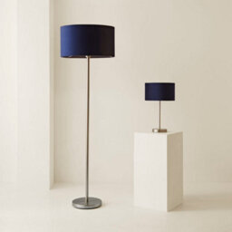 Valuelights Charles Brushed Chrome Table Lamp With Navy Velvet Shade And Bulb - thumbnail 7
