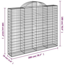 Berkfield Arched Gabion Baskets 7 Pcs 200X30X160/180 Cm Galvanised Iron - thumbnail 6