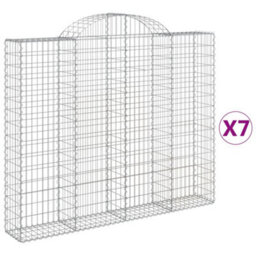 Berkfield Arched Gabion Baskets 7 Pcs 200X30X160/180 Cm Galvanised Iron - thumbnail 2